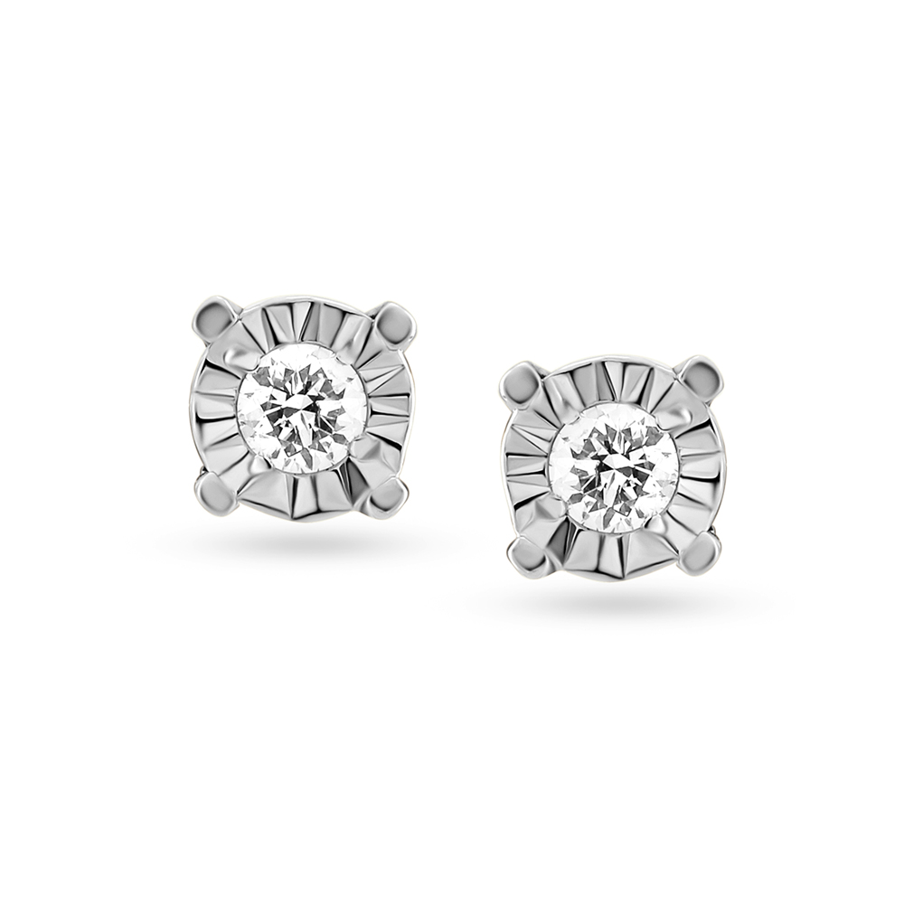 Mystical Charming Gold and Diamond Stud Earrings