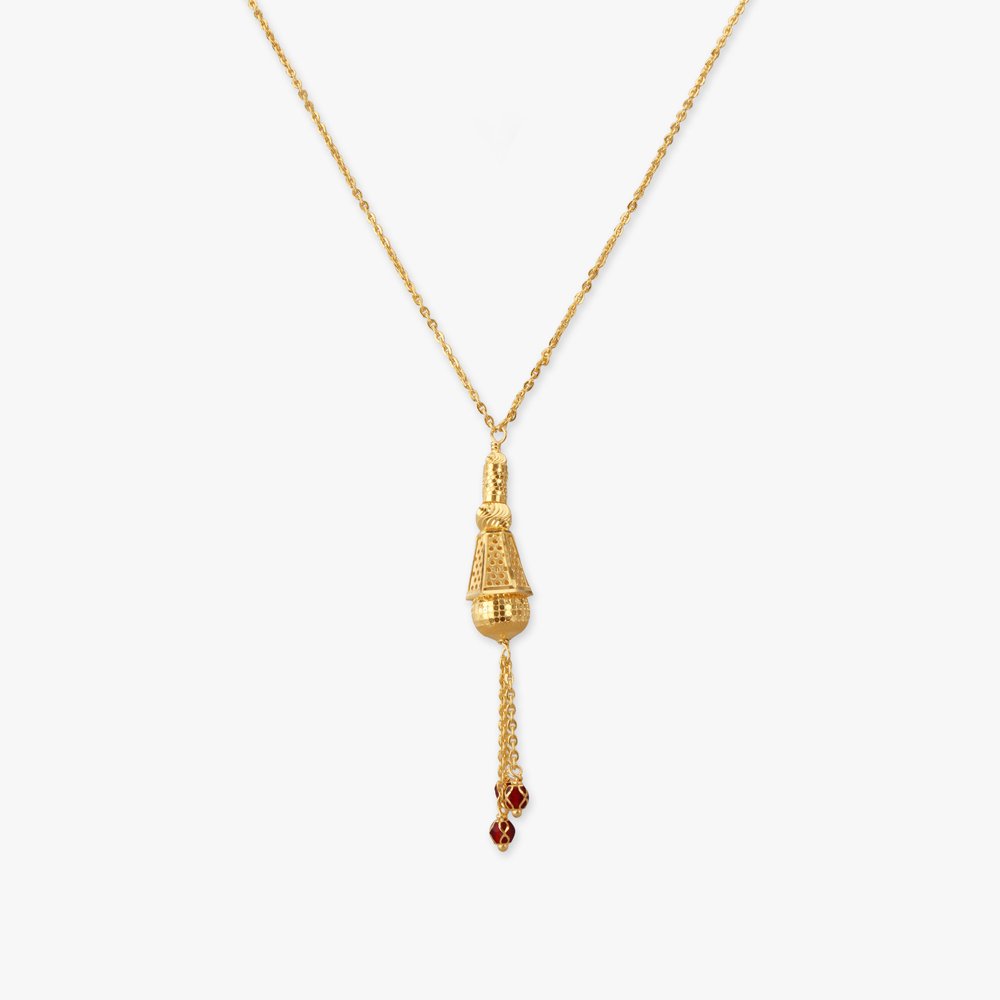 Tassel Elegance Gold Pendant with Chain