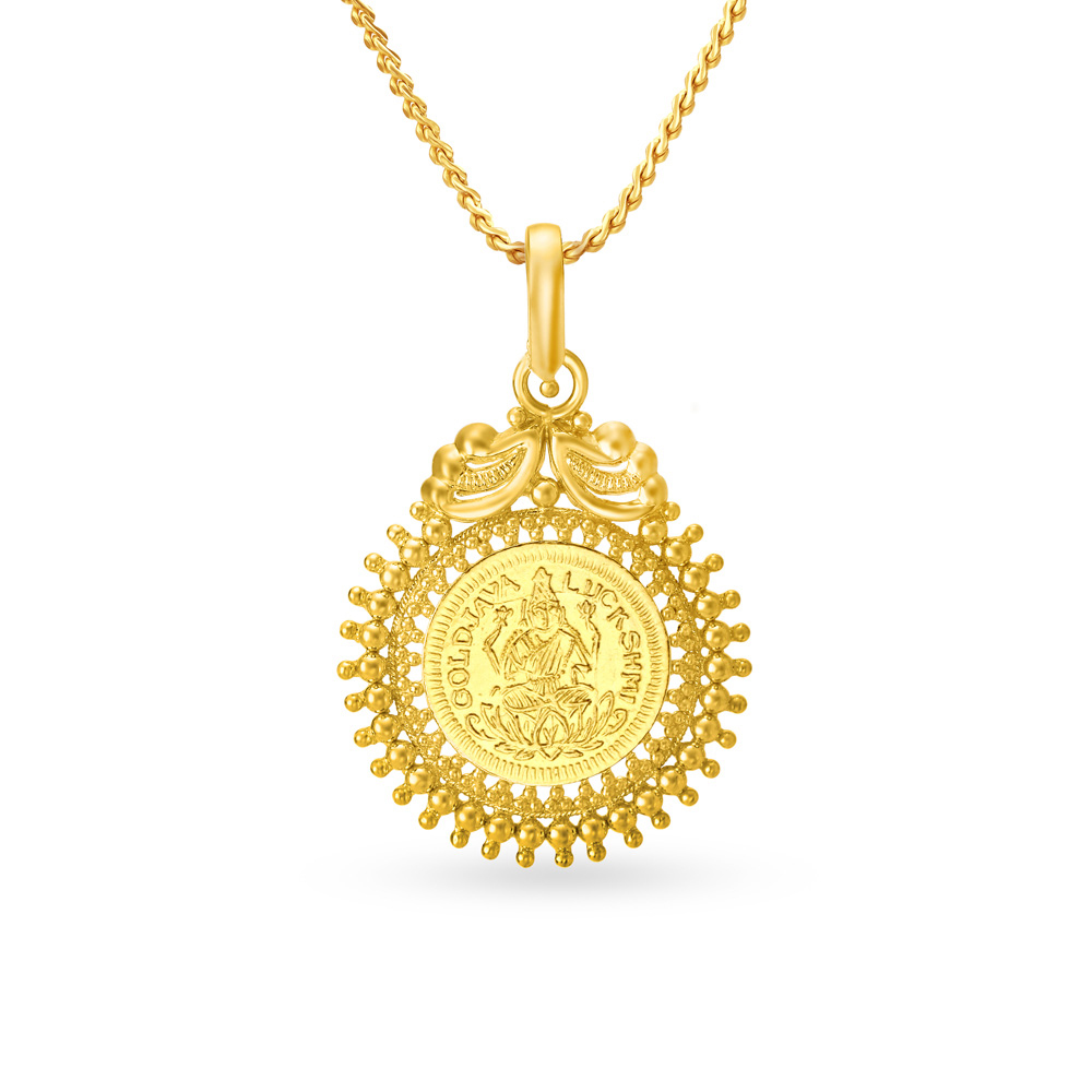 

Devotional Gold Lakshmi Kasu Pendant