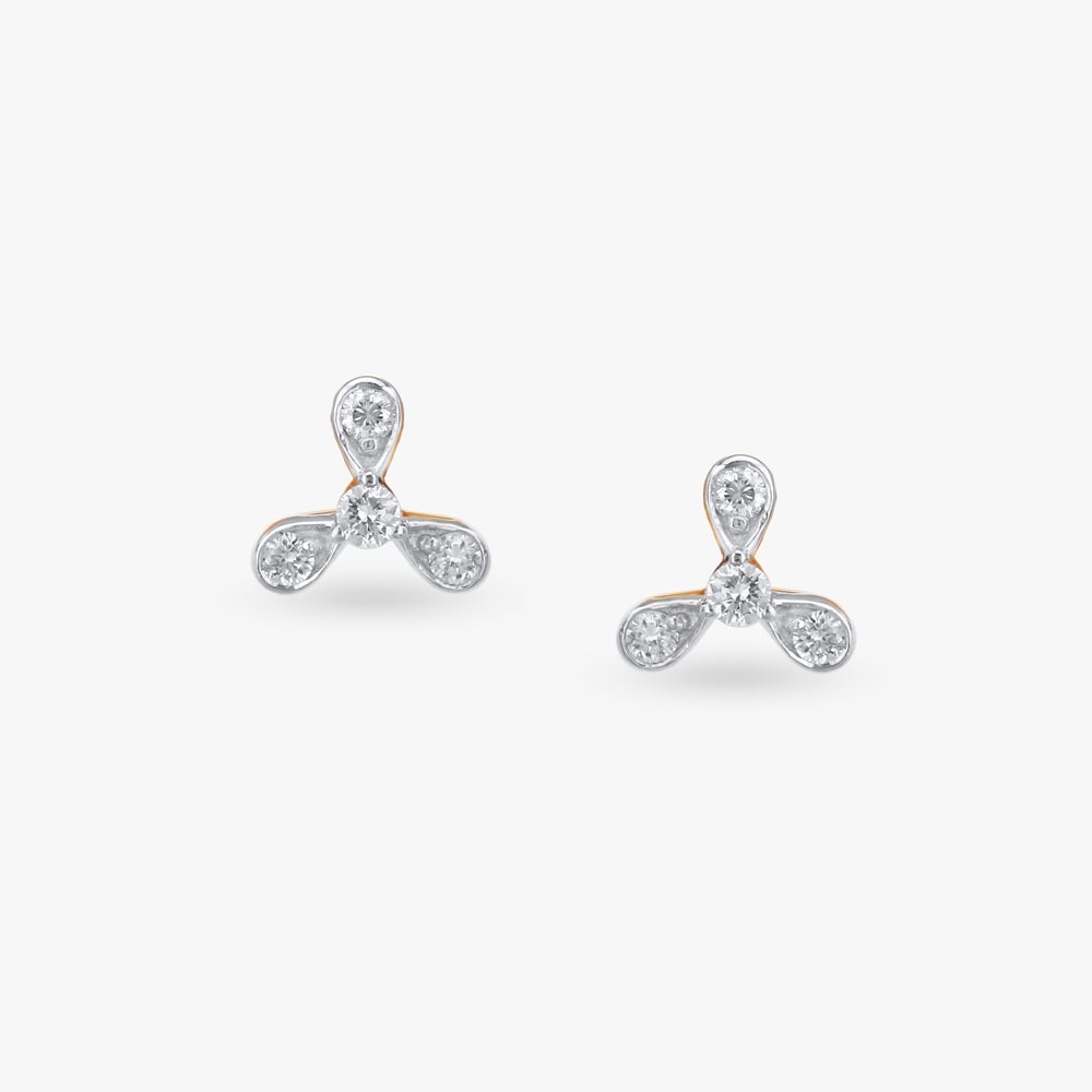 Twinkle Trio Diamond Stud Earrings for Kids