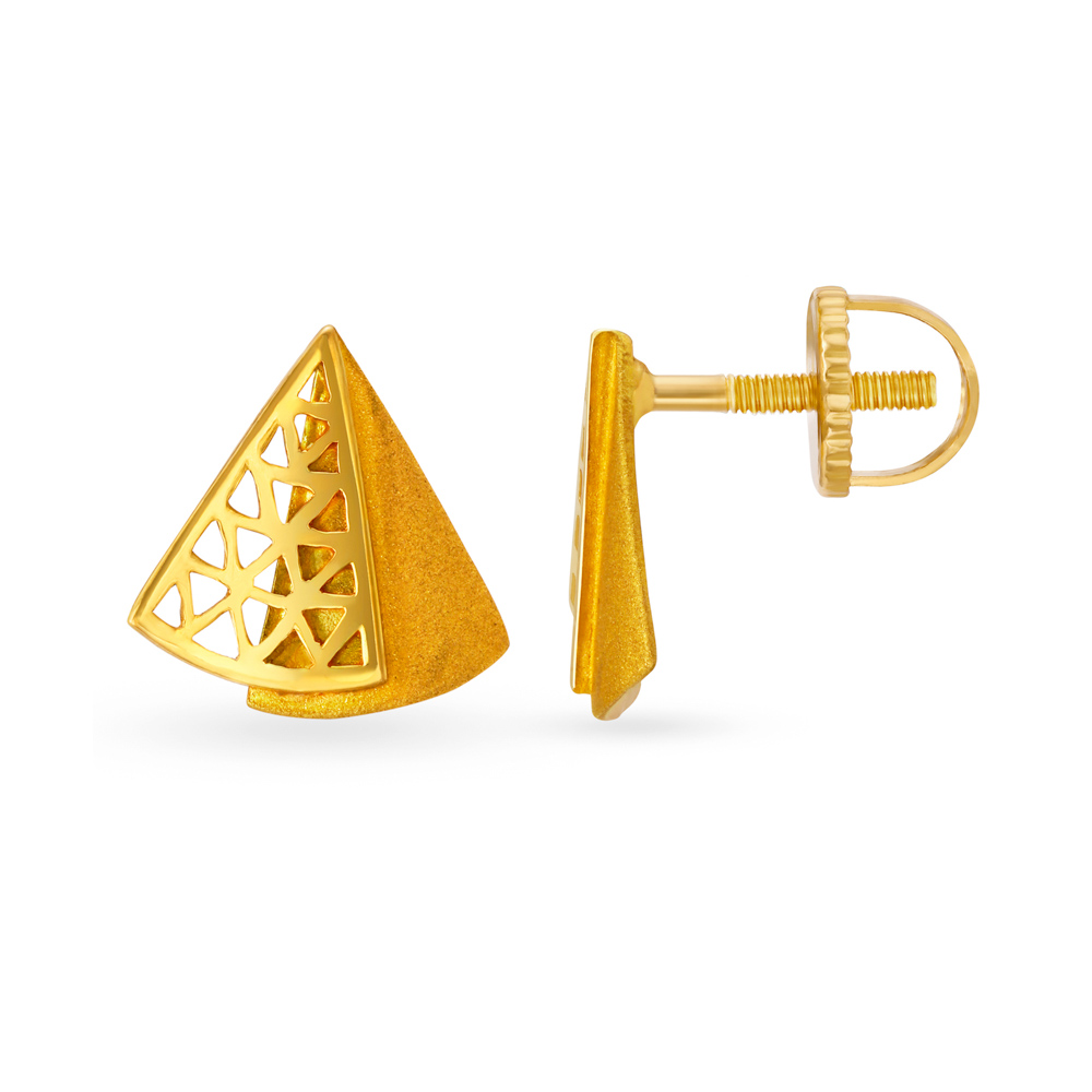 

Sophisticated 22 Karat Yellow Gold Dual-Toned Geometric Studs