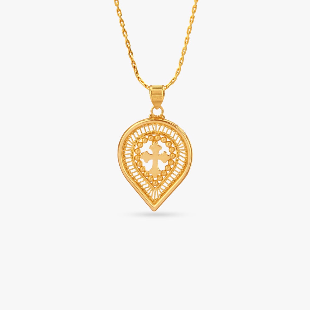 Cutout Cross Gold Pendant