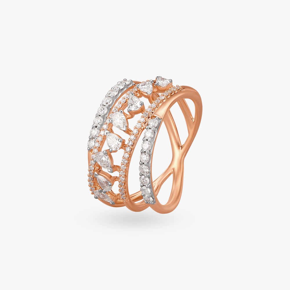 Intertwined Hearts Diamond Finger Ring