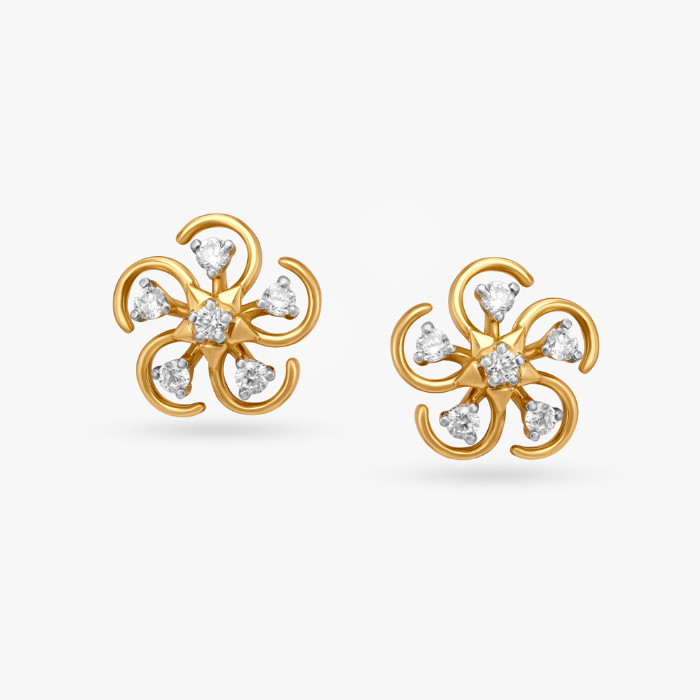 Sparkling Flowers Diamond Stud Earrings