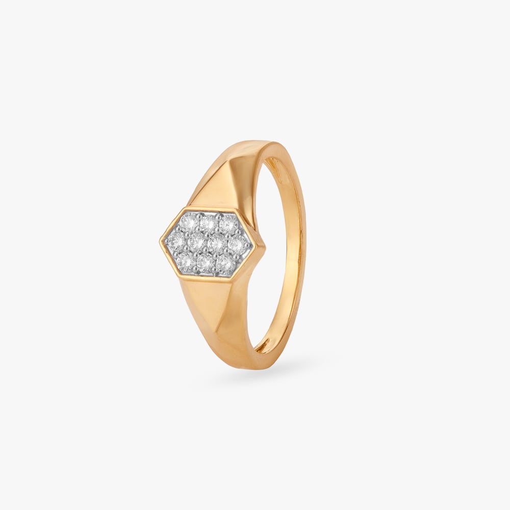 Sleek Geometric Diamond Finger Ring for Men
