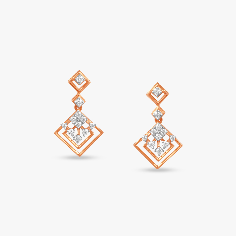 Luxe Angles Diamond Drop Earrings
