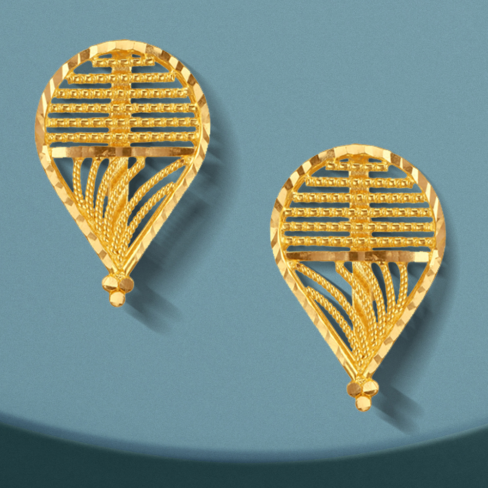 Dazzling Droplet Gold Stud Earrings