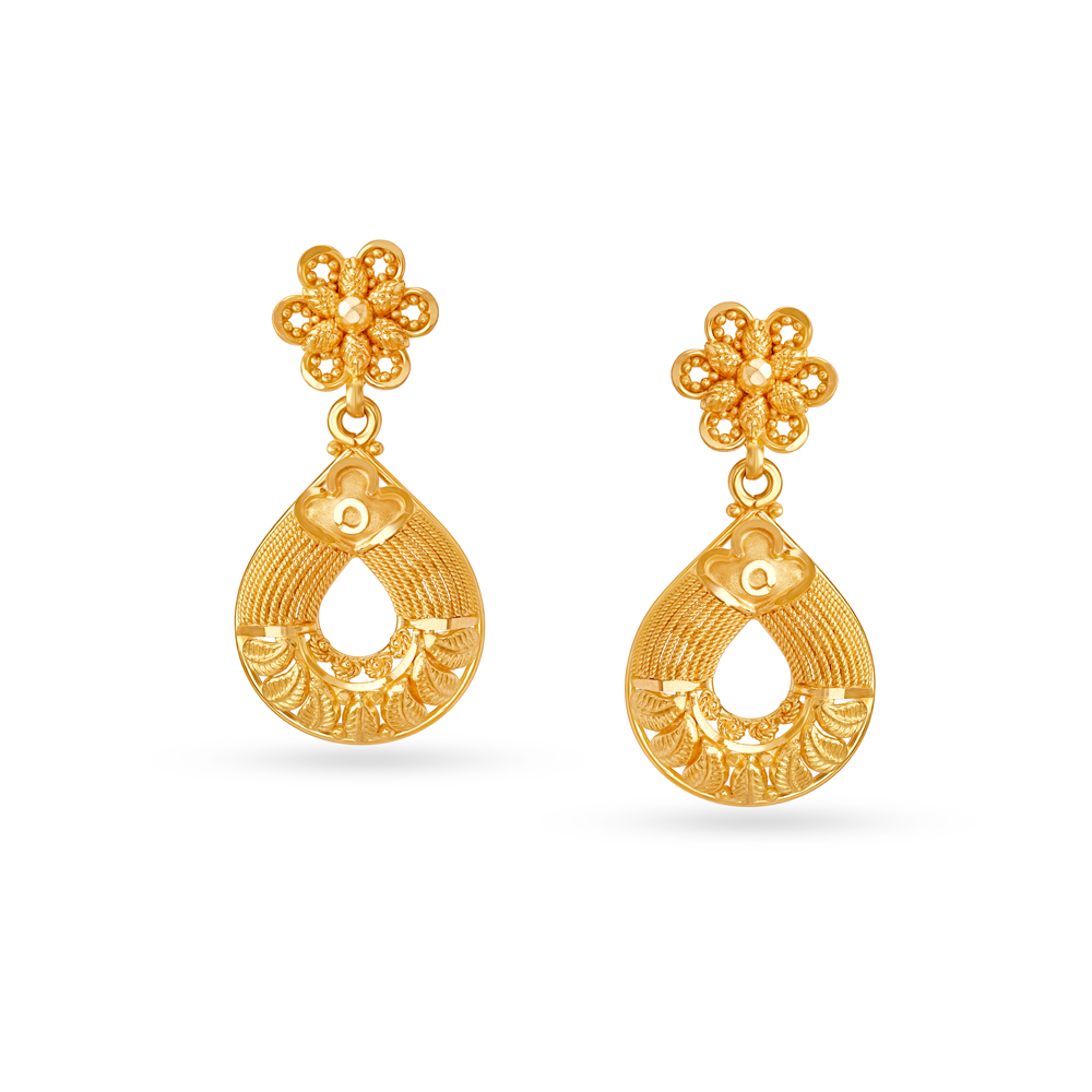 Floral Teardrop Drop Earrings