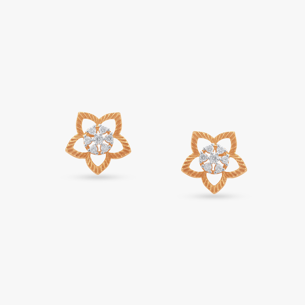 Floral Star Diamond Stud Earrings