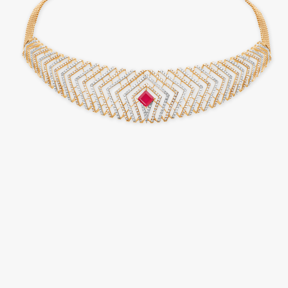 

Mesmerising Hexagons Natural diamond Necklace Set