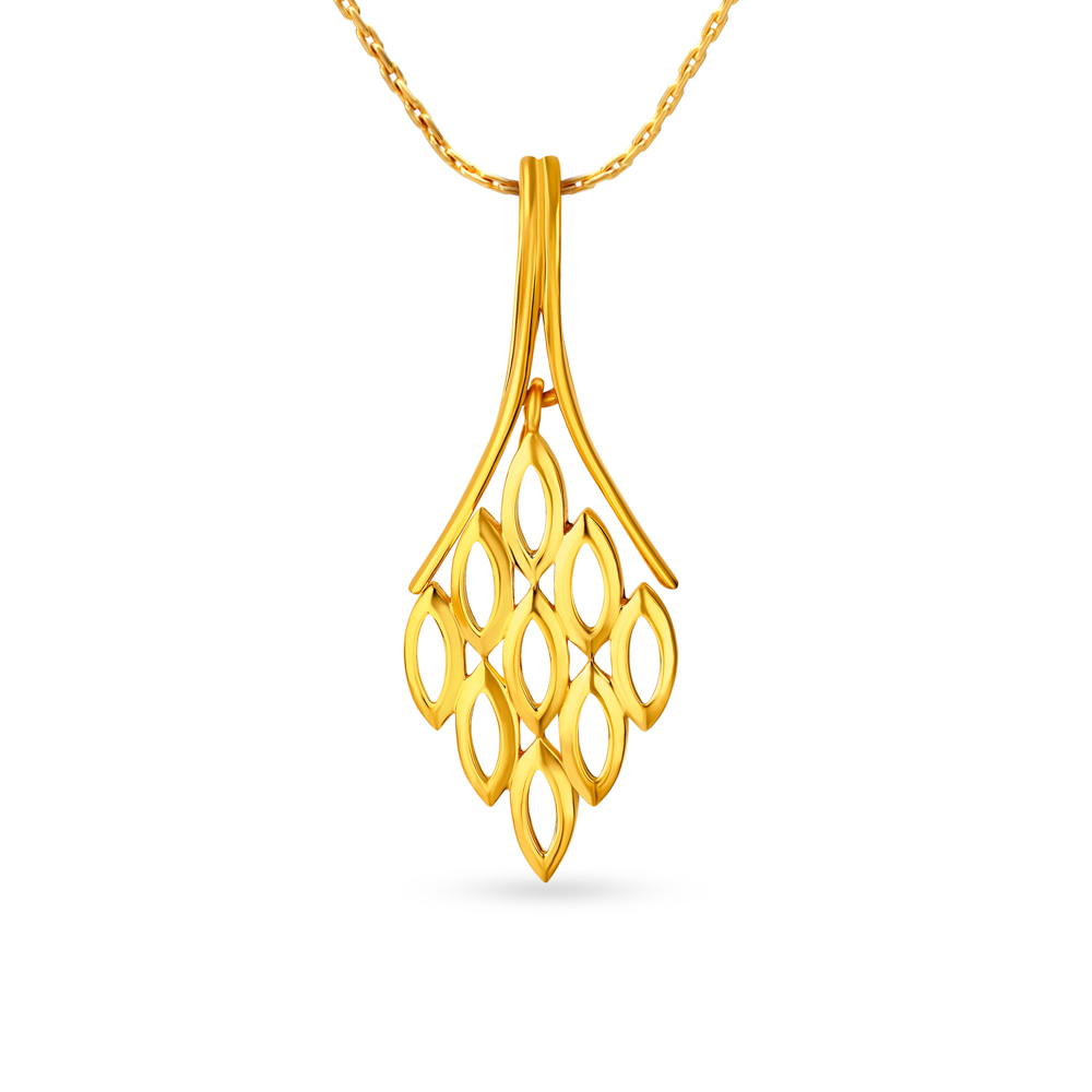 Contemporary Gold Pendant with a Leaf Motif