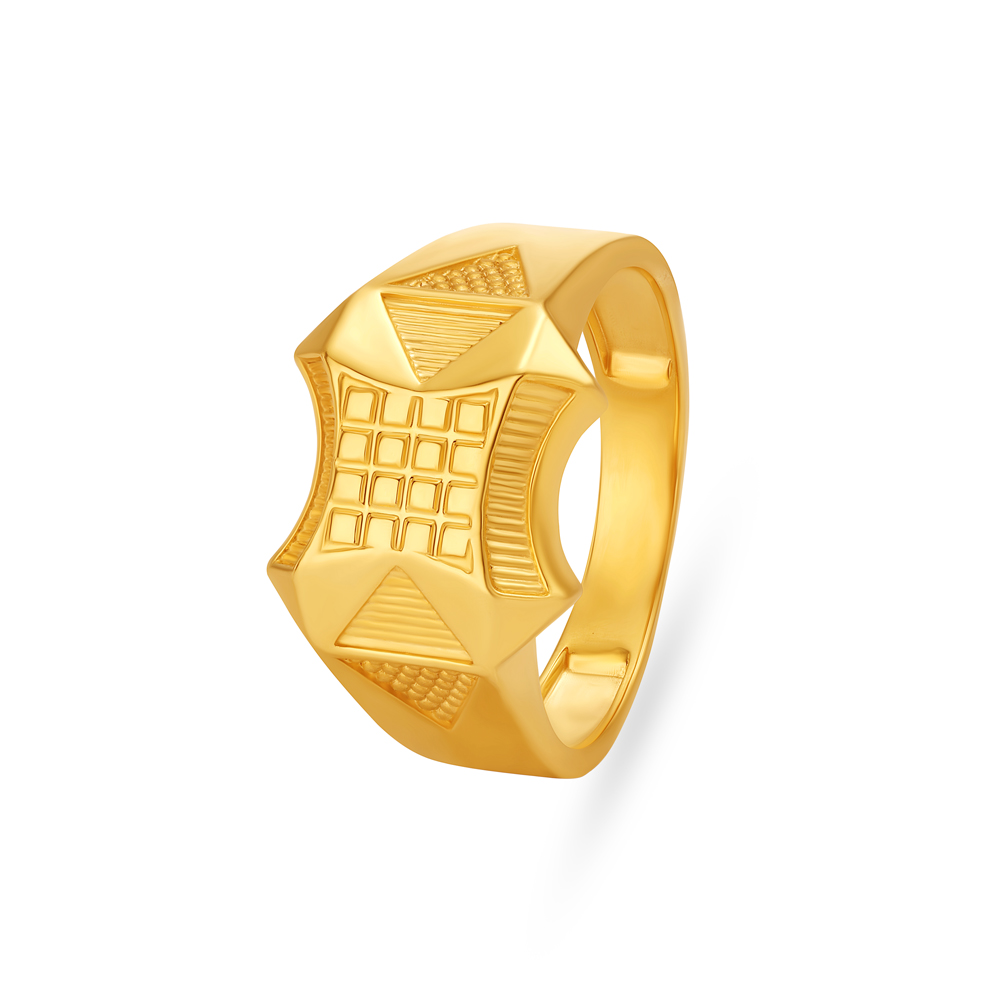 Artistic Geometric Gold Finger Ring For Men