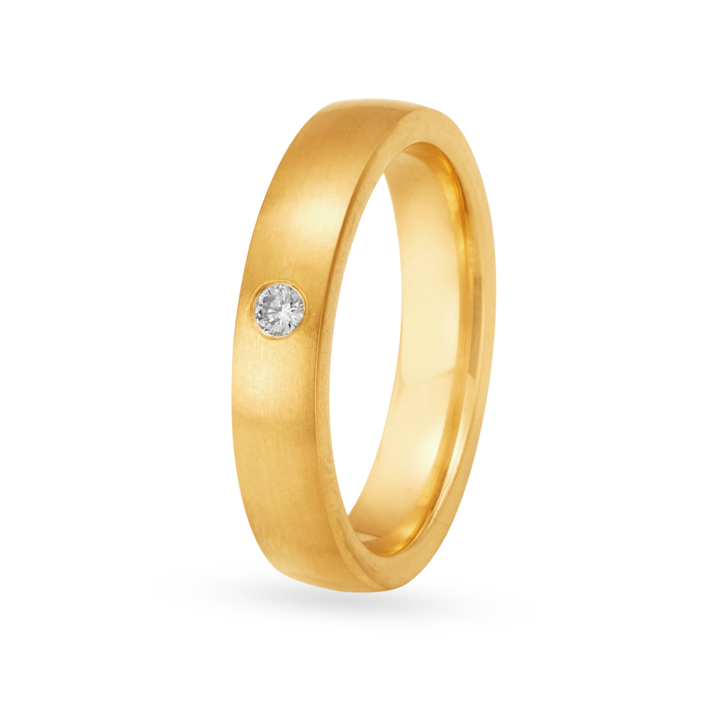 Minimalistic 18 Karat Yellow Gold And Diamond Finger Ring