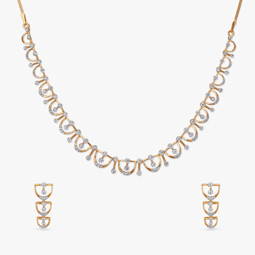 Cascading Curves Diamond Necklace Set