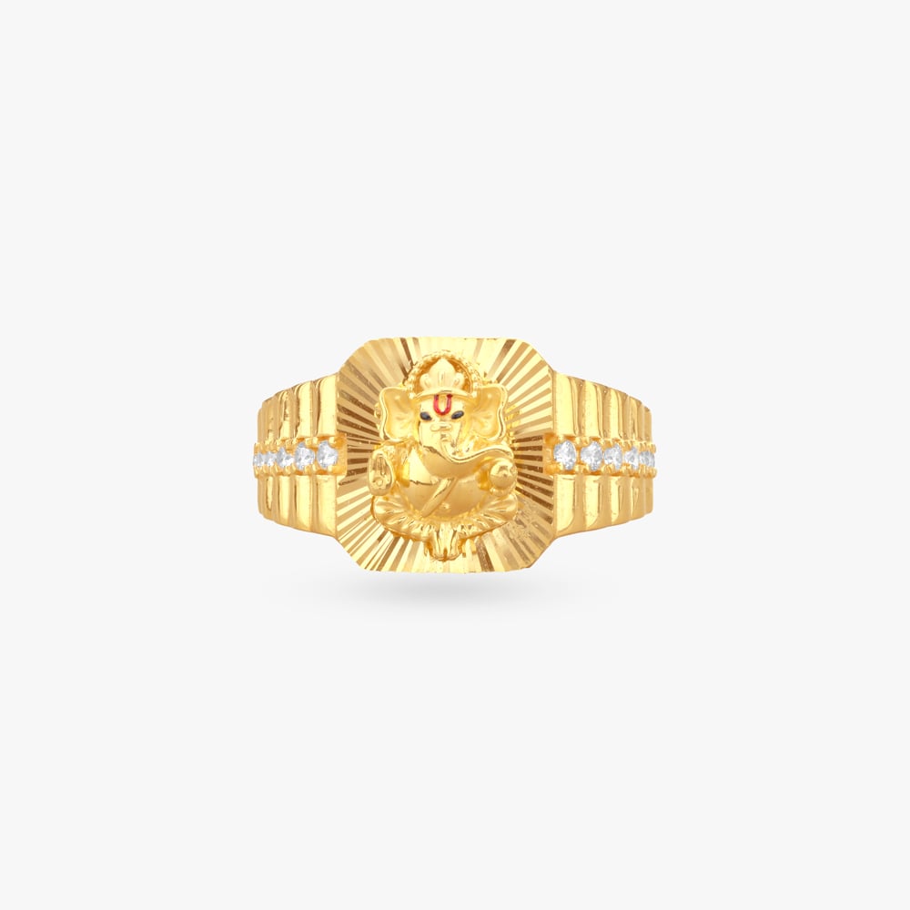 Radiant Ganesha Gold Ring for Men