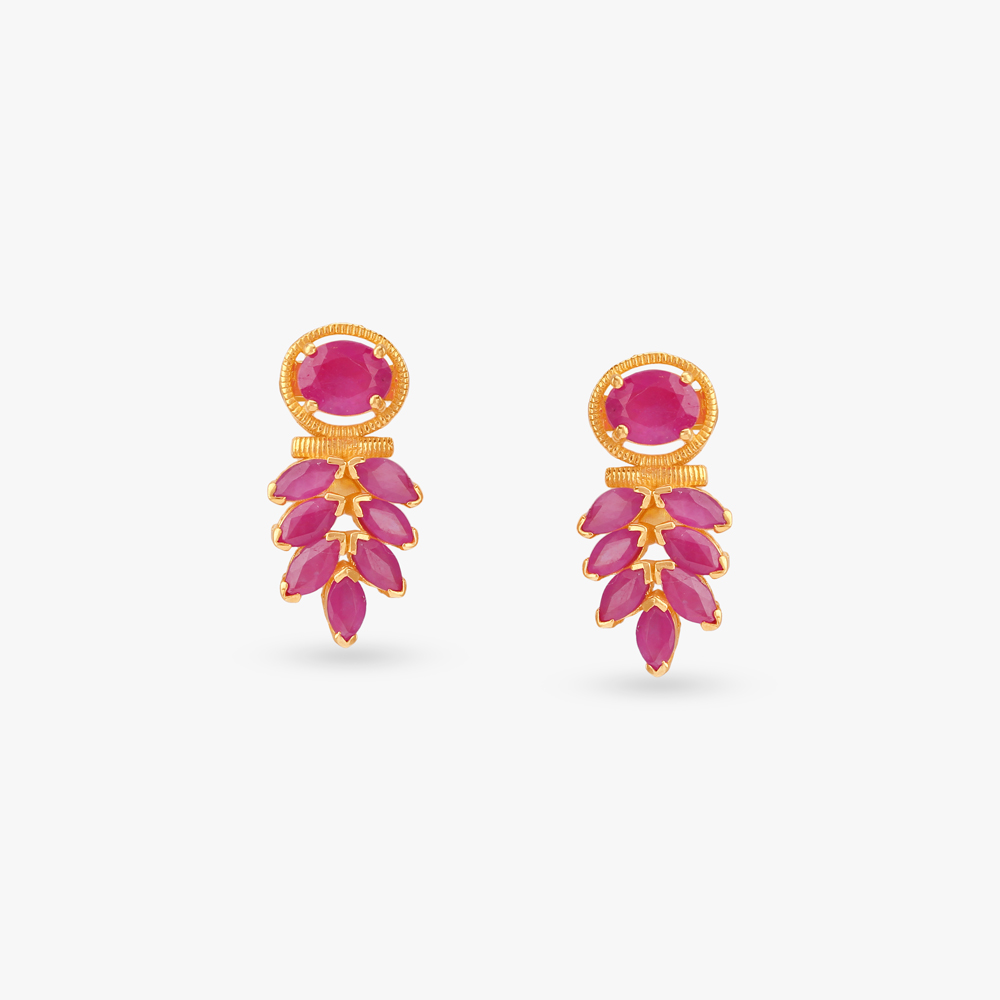 Radiant Cascade Ruby Stud Earrings