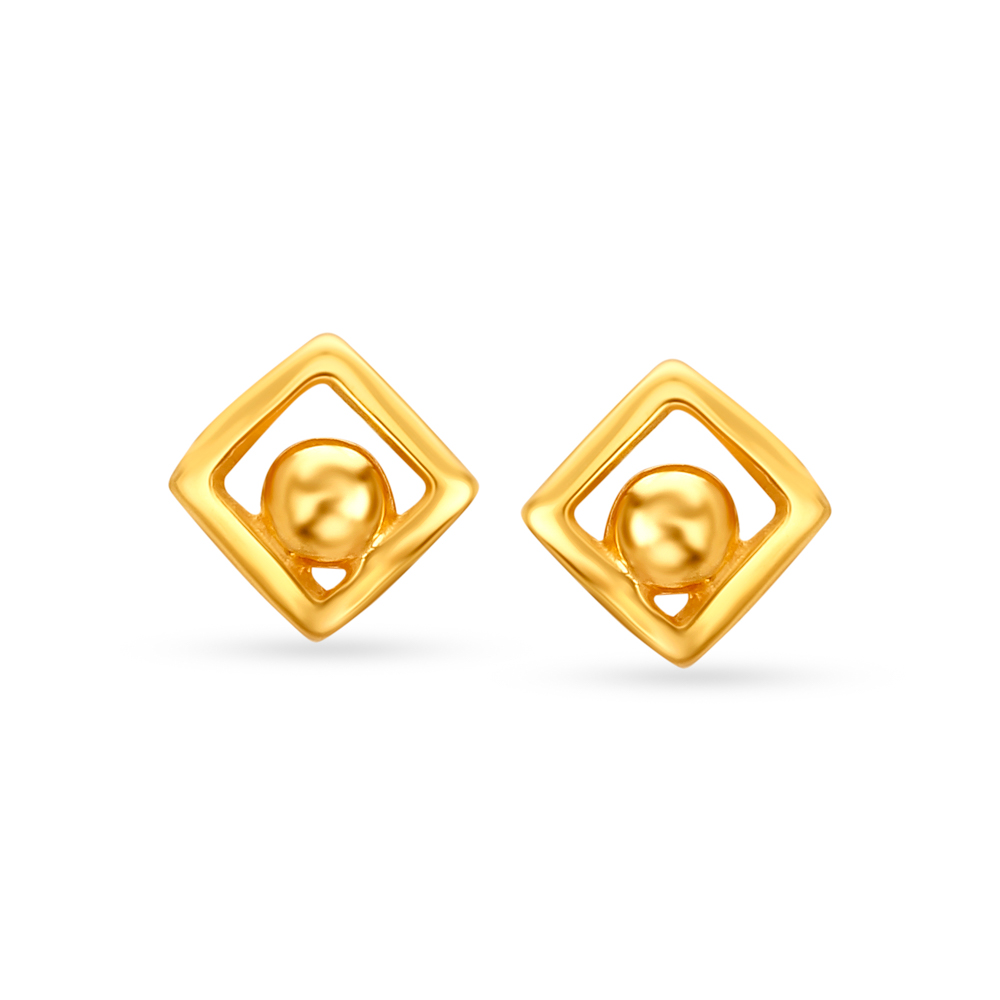 Chic Rhombic Gold Stud Earrings for Kids