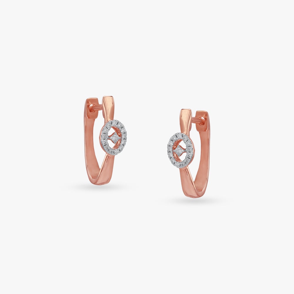 Halo Loop Diamond Hoop Earrings