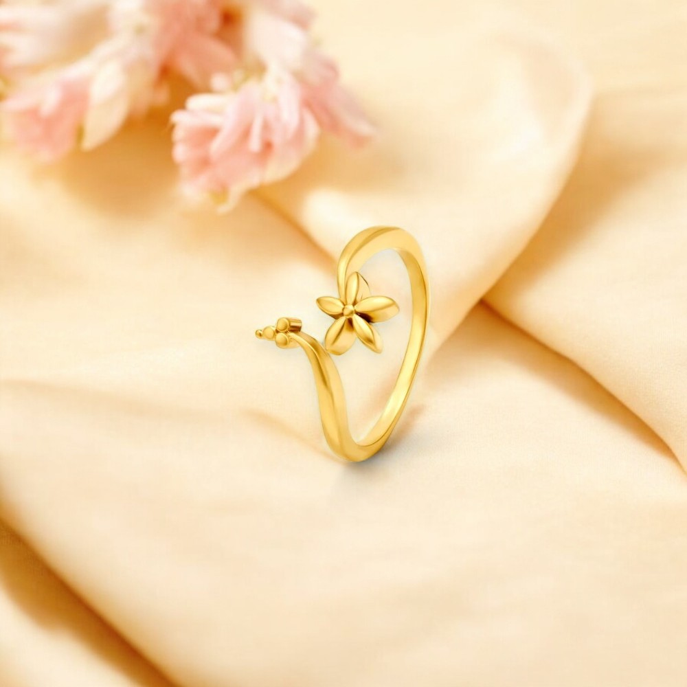 Exquisite 22 Karat Yellow Gold Floral Finger Ring