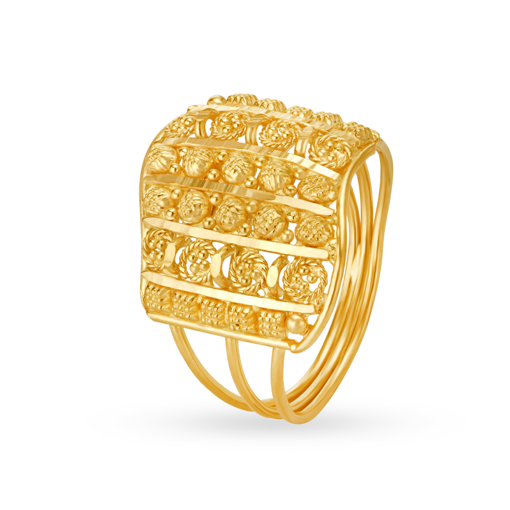 Broad Wave Pattern Finger Ring