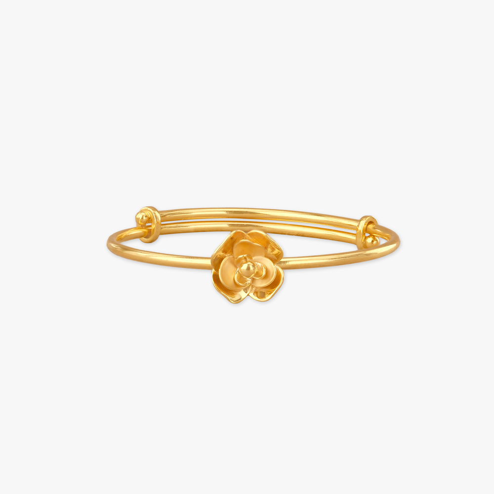 Blooming Flower Gold Bangle for Kids