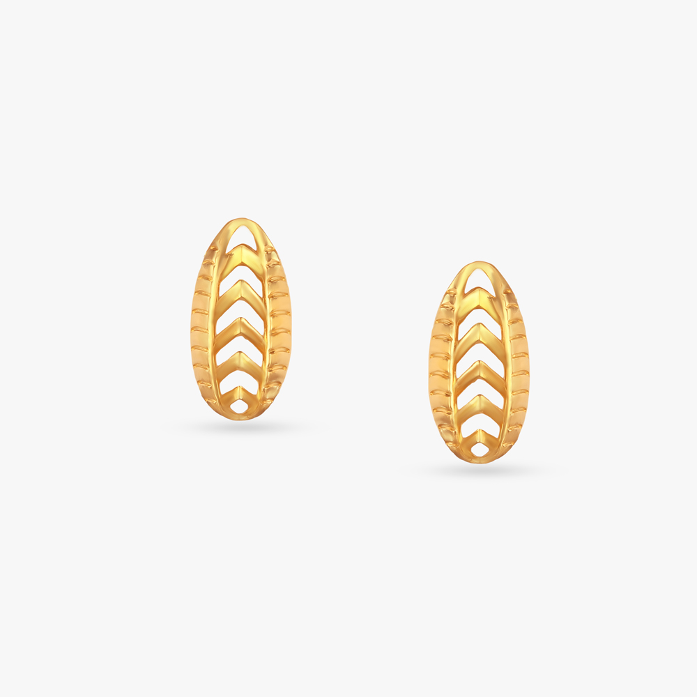 Leaf Trail Gold Stud Earrings