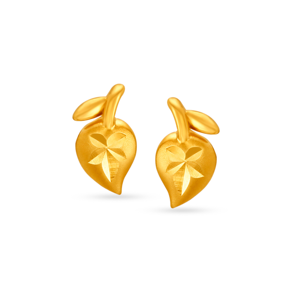 Charming 22 Karat Yellow Gold Mango Shaped Stud Earrings