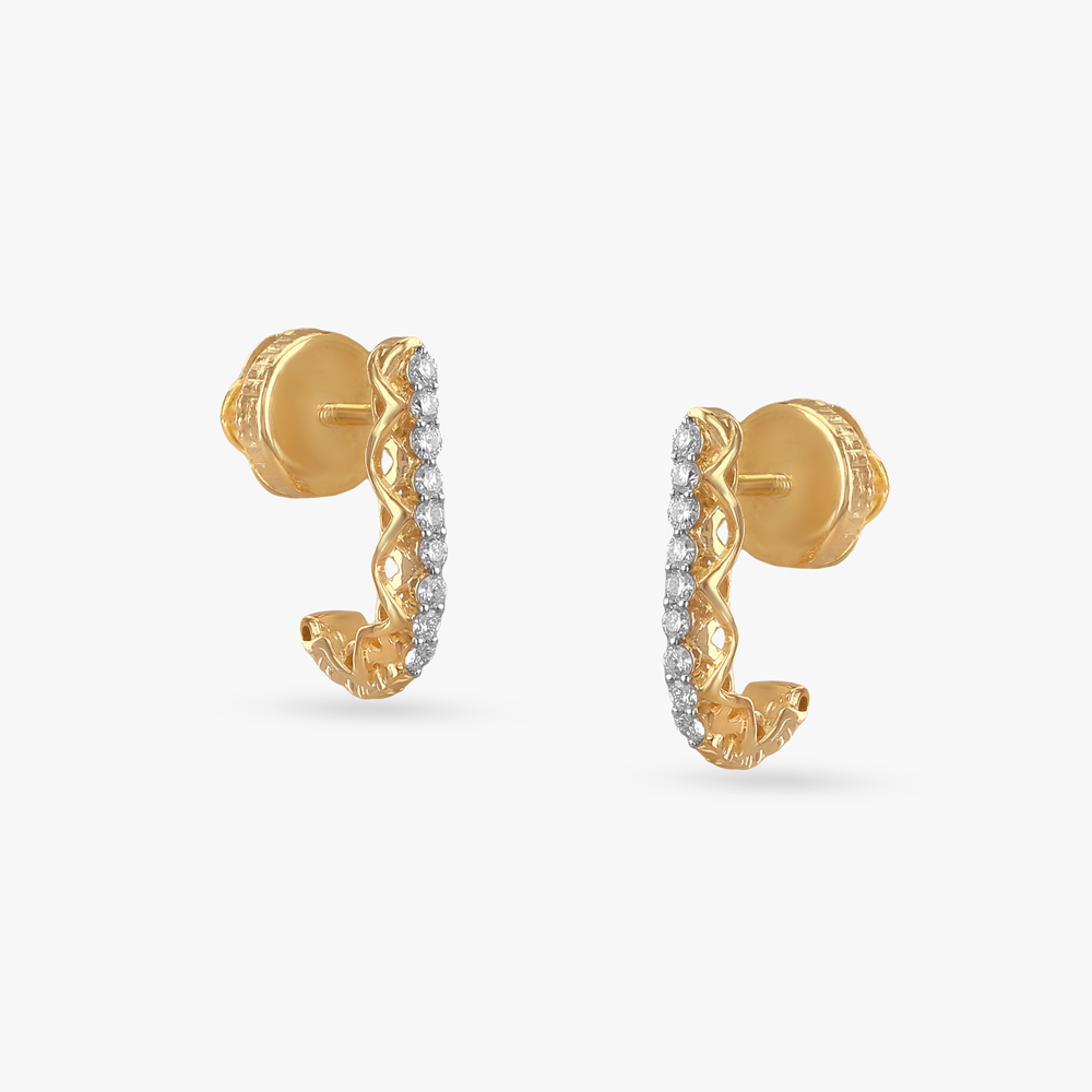 Wavy Sculpted Diamond Hoop Earrings