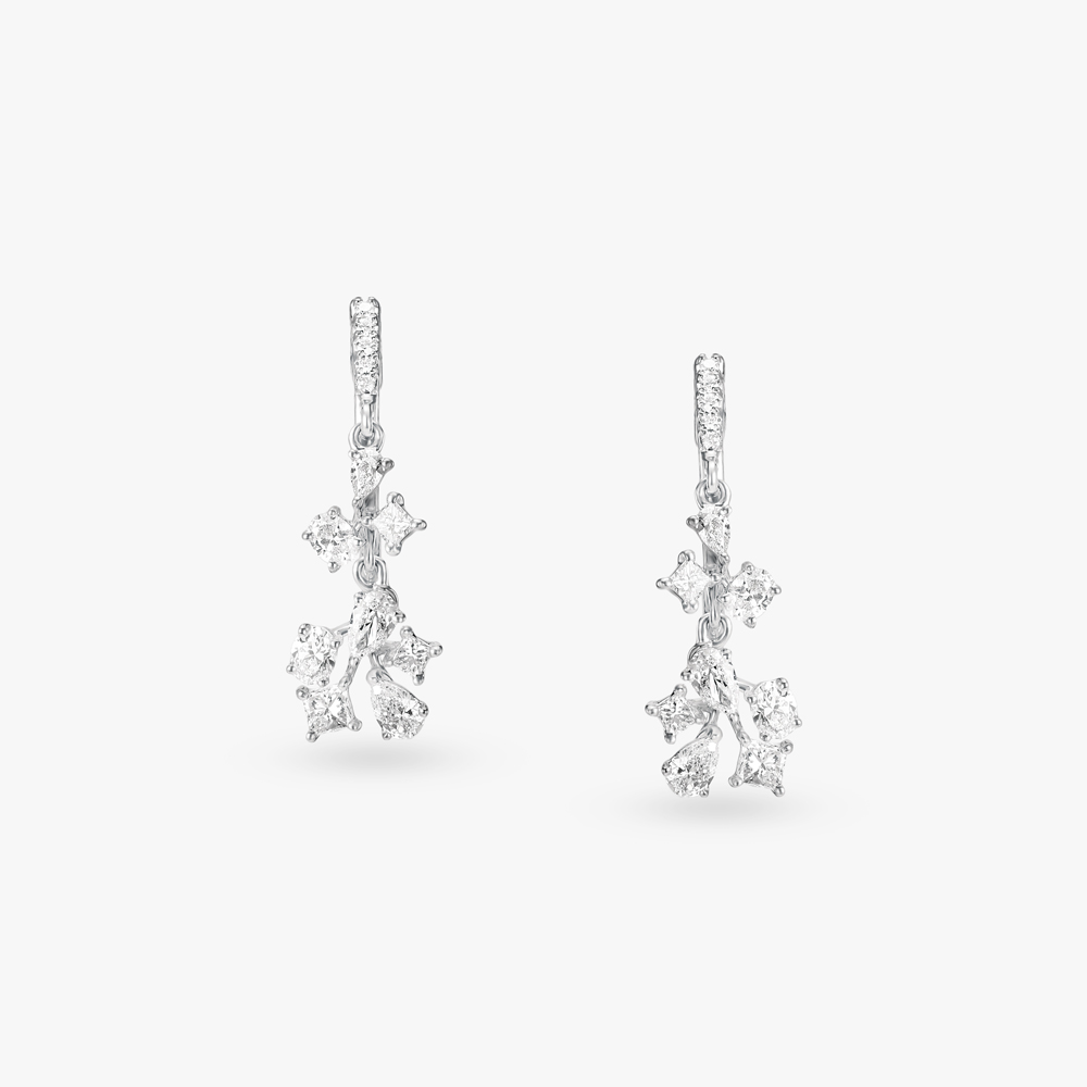 Frosted Elegance Diamond Drop Earrings