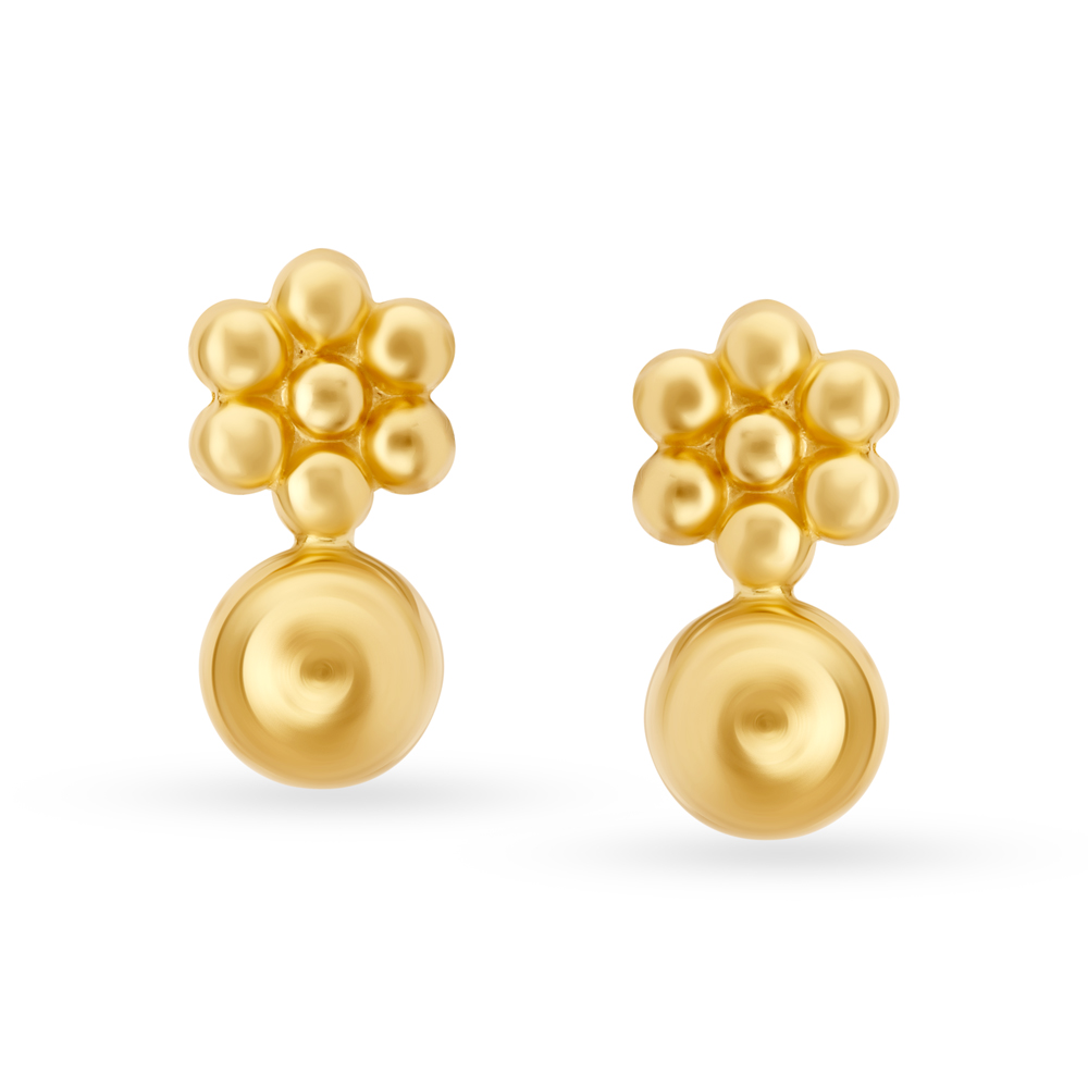 

Alluring Floral Gold Stud Earrings for Kids