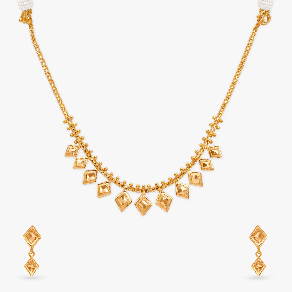 Geometric Charm Gold Necklace Set
