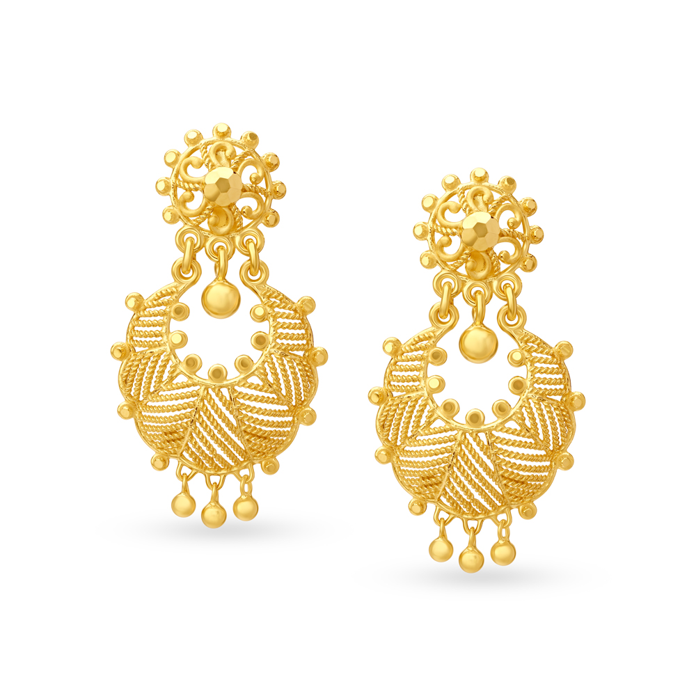 Magnificent Yellow Gold Floral Drop Earrings