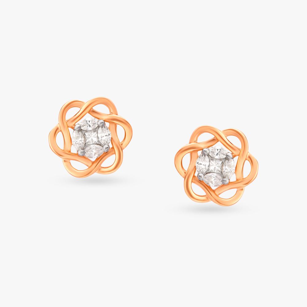 Knot Diamond Stud Earrings