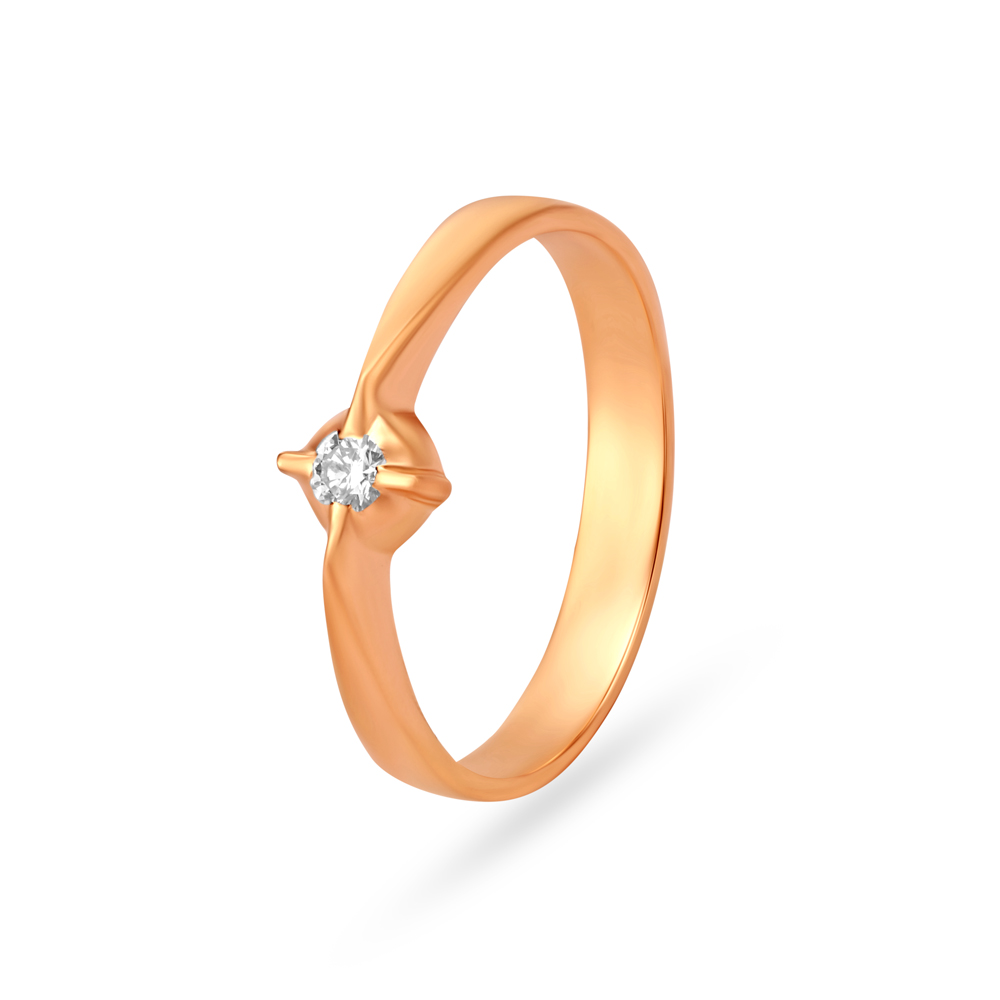 Single Stone Studded Diamond Finger Ring