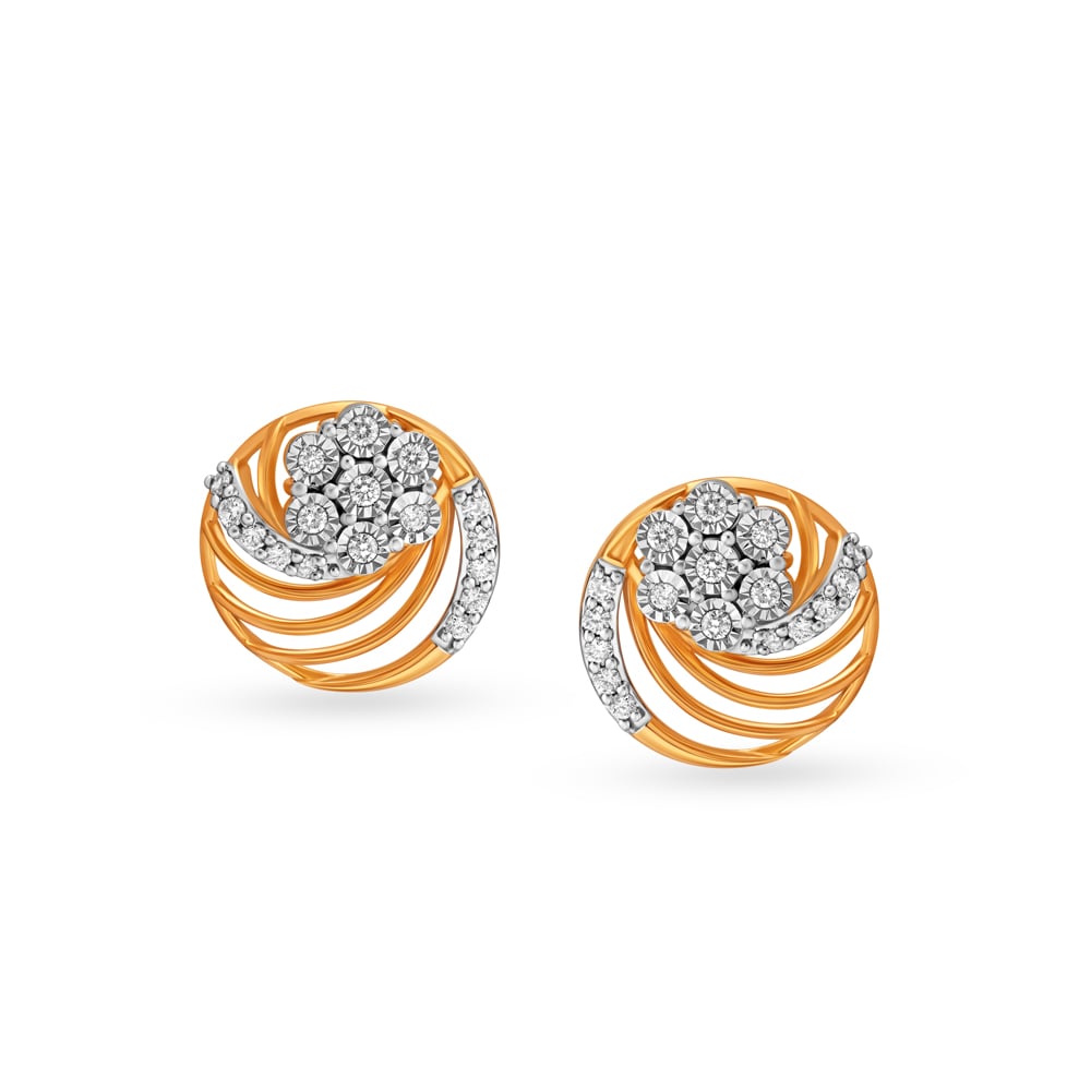 Chic Floral Diamond Stud Earrings