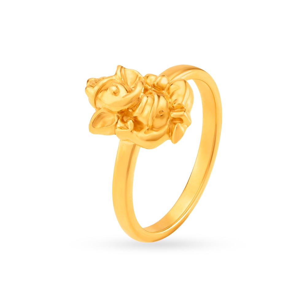 Royal 22 Karat Yellow Gold Lord Ganesha Finger Ring 1 512814FNAAA00 1