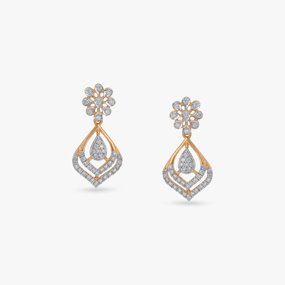 Petal Gleam Diamond Drop Earrings