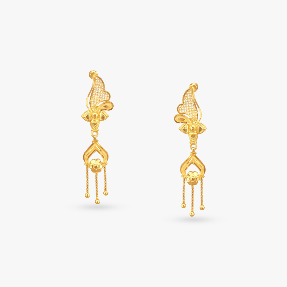 Artistic Curve Gold Drop Earrings