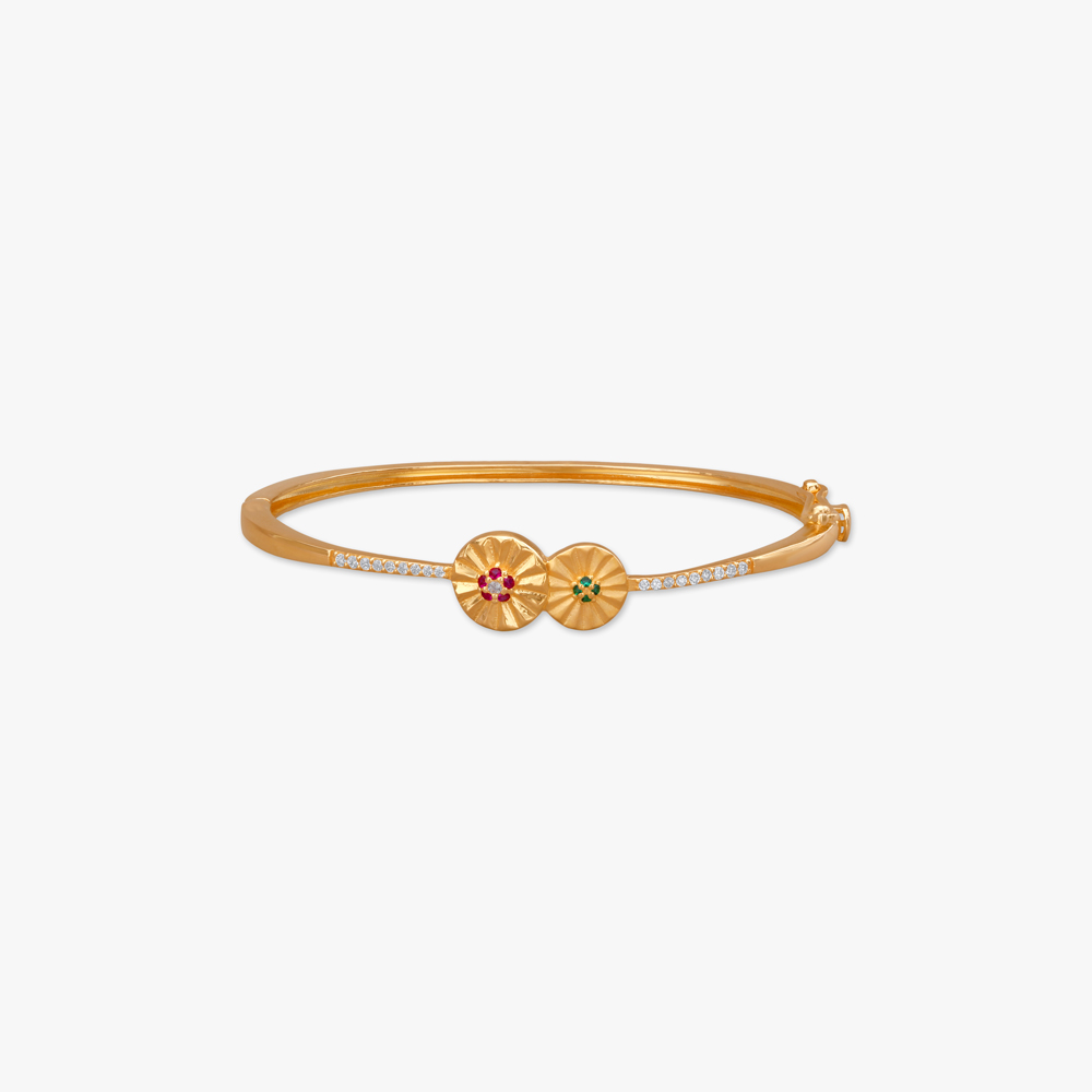 Dual Bloom Gold Bangle