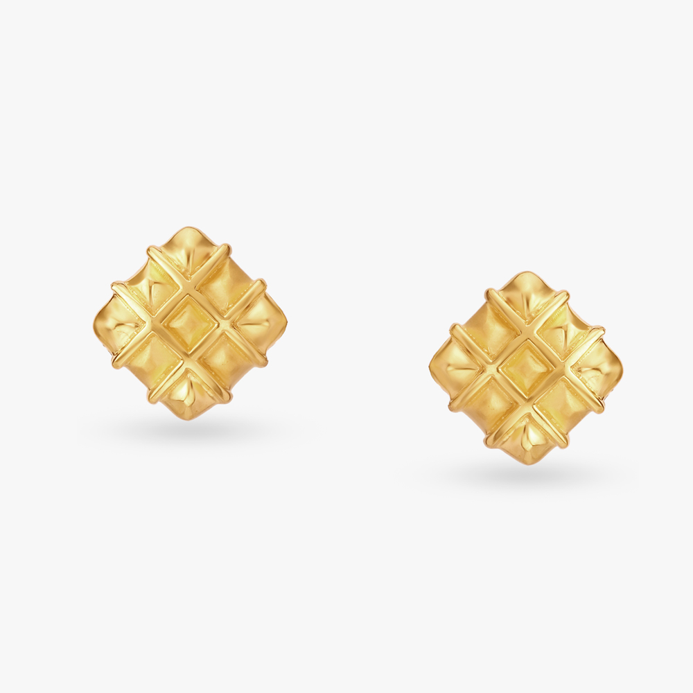 Stately Gold Stud Earrings