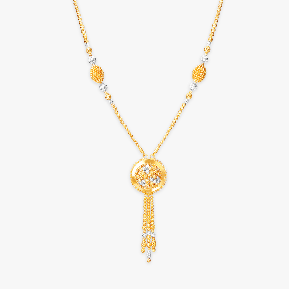 Golden Knurl Bead Necklace