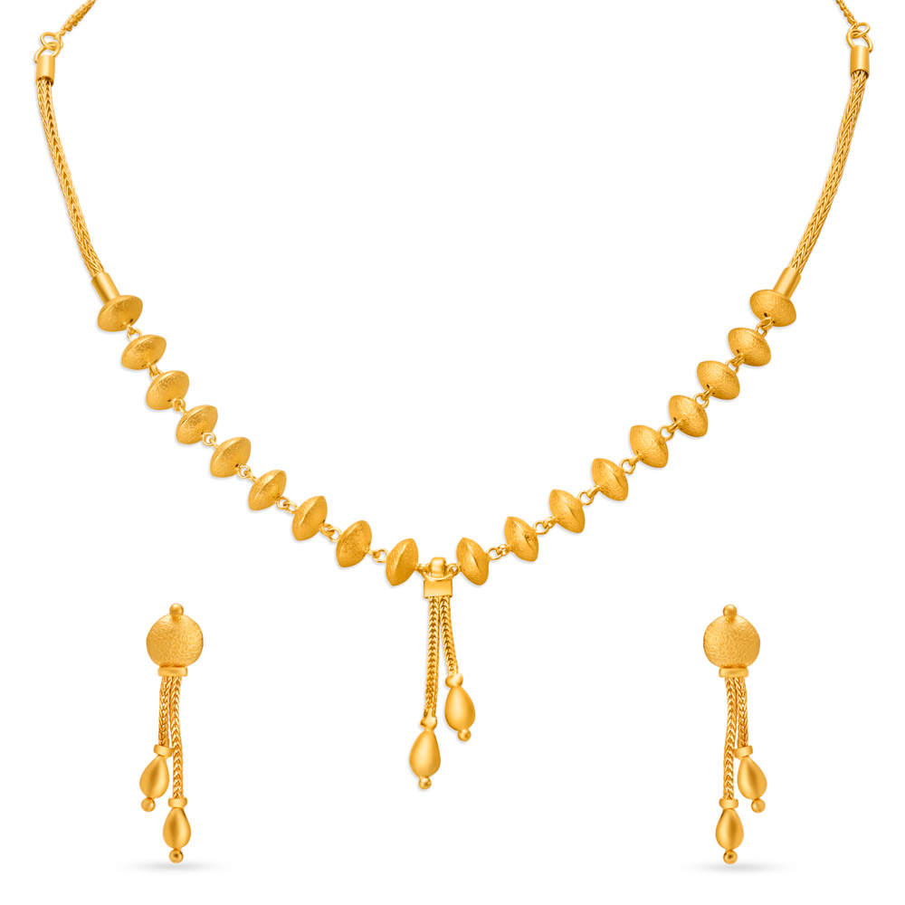 Stately Textured Gold Necklace Set