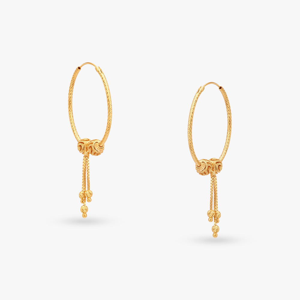 Beaded Gold Hoop Earrings
