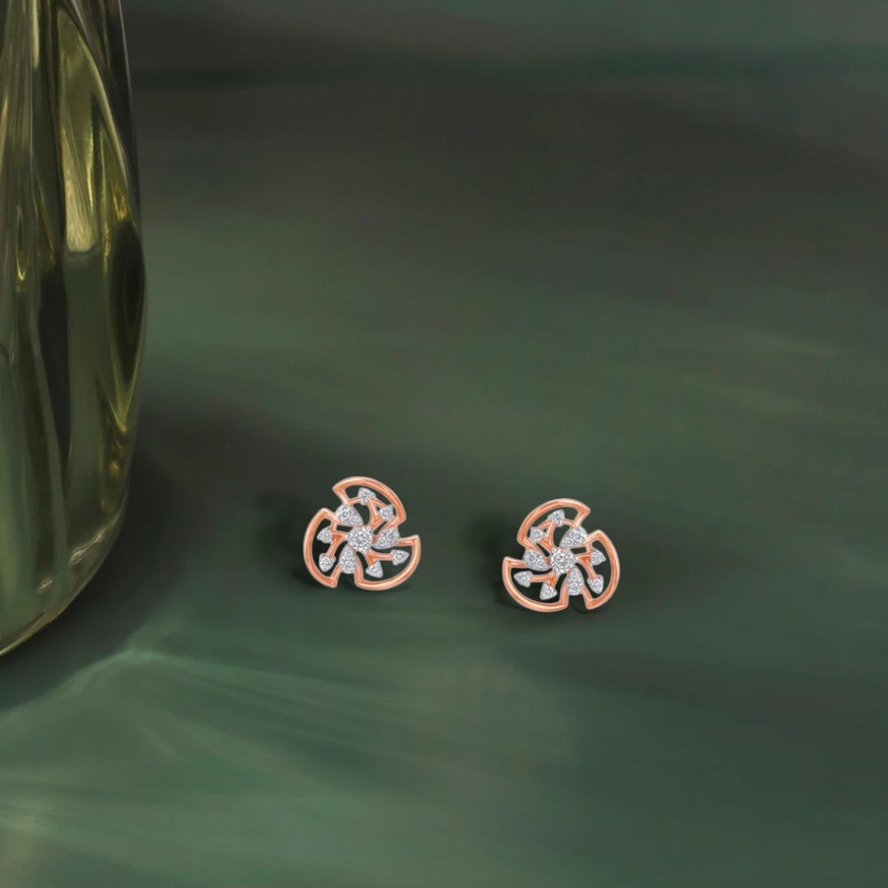 Bloom Swirl Diamond Stud Earrings