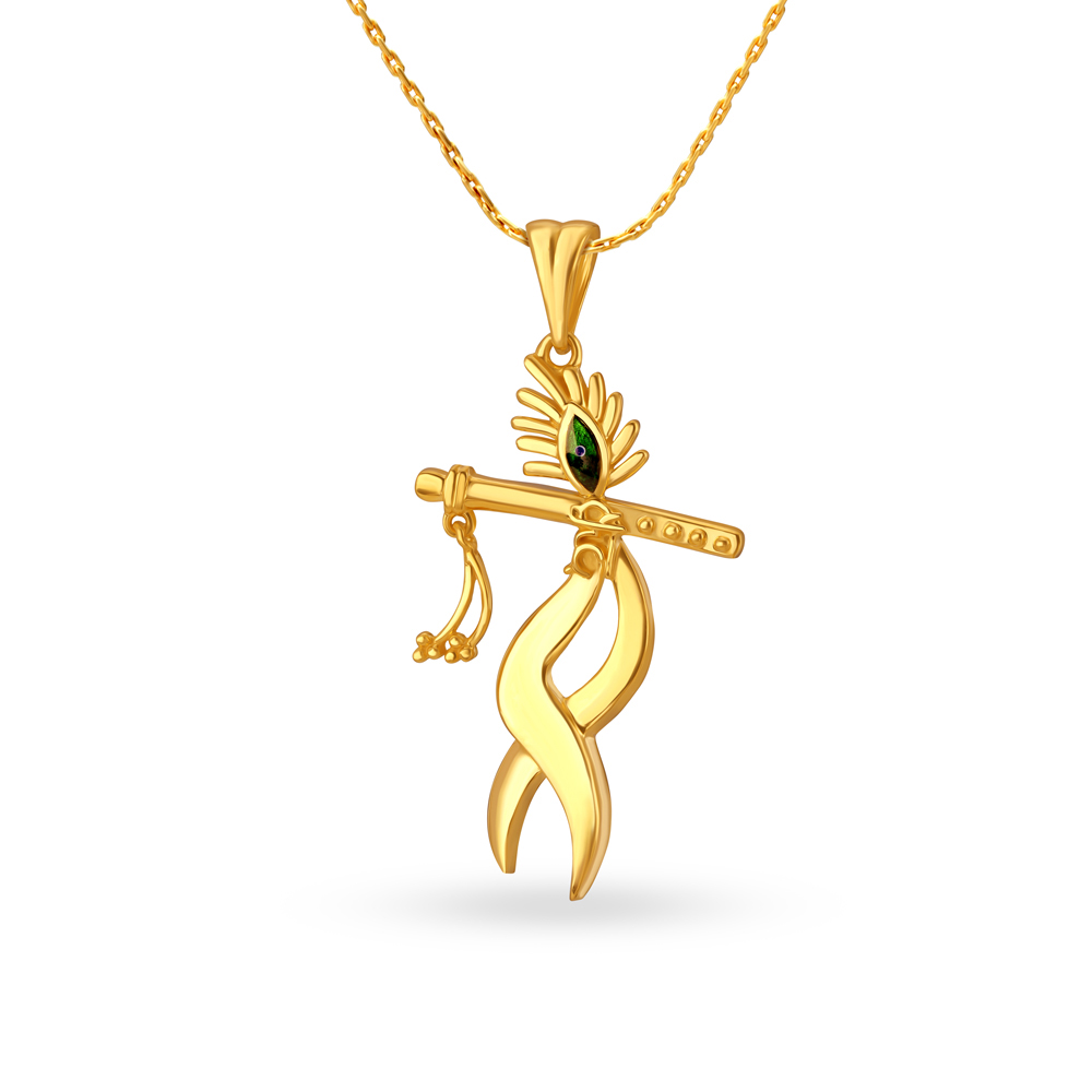 Adorned 22 Karat Yellow Gold Krishna Pendant