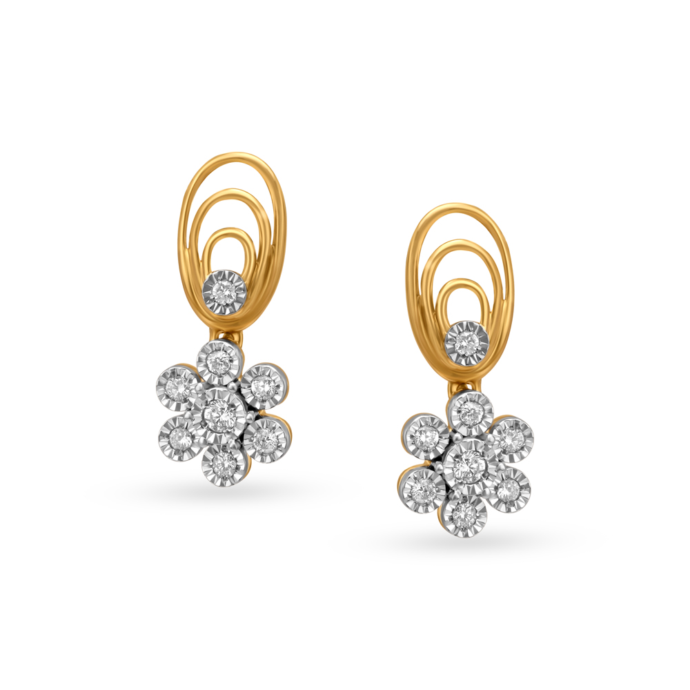 Charming Spirals and Florals Diamond Drop Earrings
