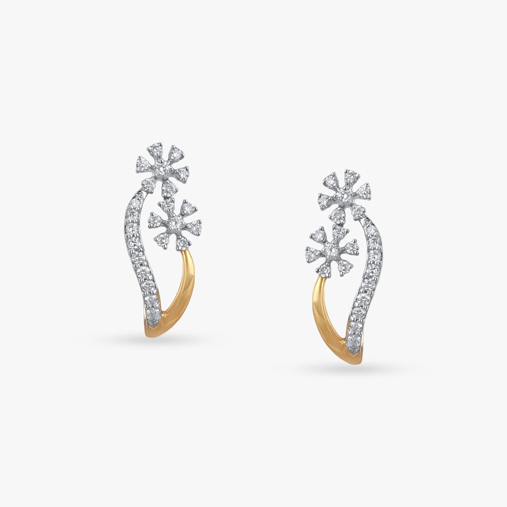 Dazzling Petal Diamond Stud Earrings