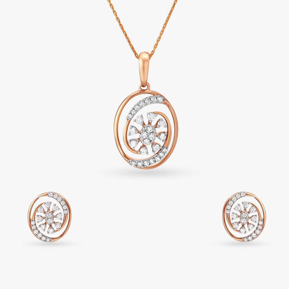 

Shimmery Twirl Diamond Pendant and Earrings Set