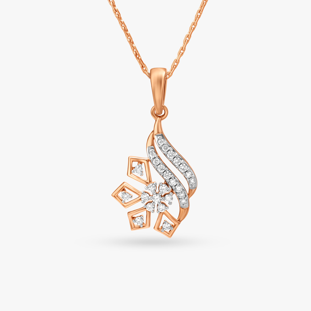 Floral Geometry Diamond Pendant