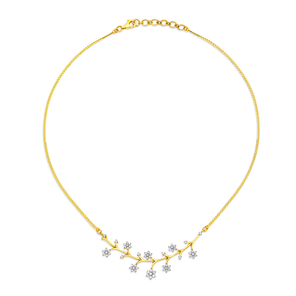 Floral Branch Pattern Diamond Necklace